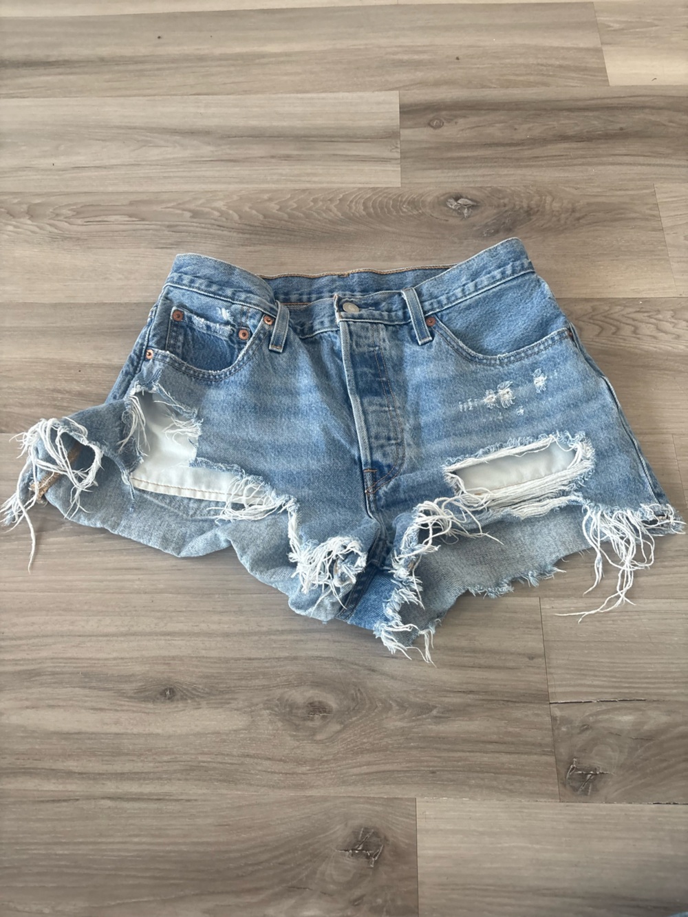 Levi's 501 29 Distressed Light Blue Denim Cutoff Shorts